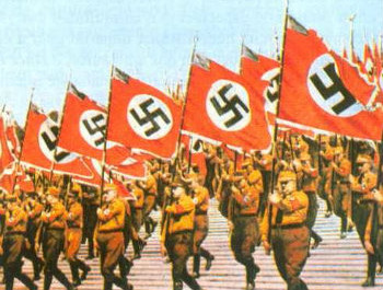 Nazis with raised flags