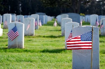 American flag in cemetery