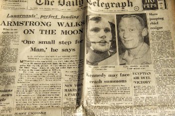 Armstrong moon landing newspaper clipping